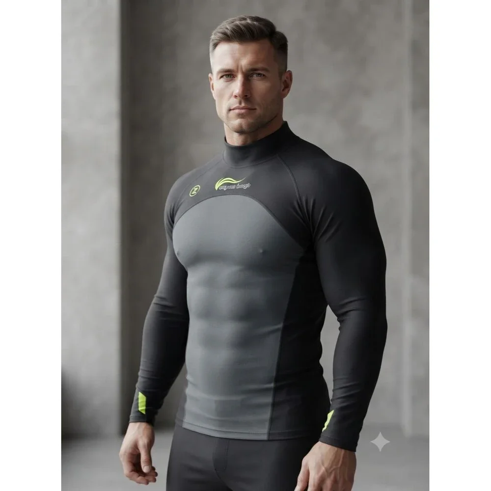 NWOT Aqua Lung UPF 50+ Long Sleeve Rash Guard - Men's Large - Gray/Black